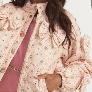 LoveShackFancy Floral Blush Bomber Jacket